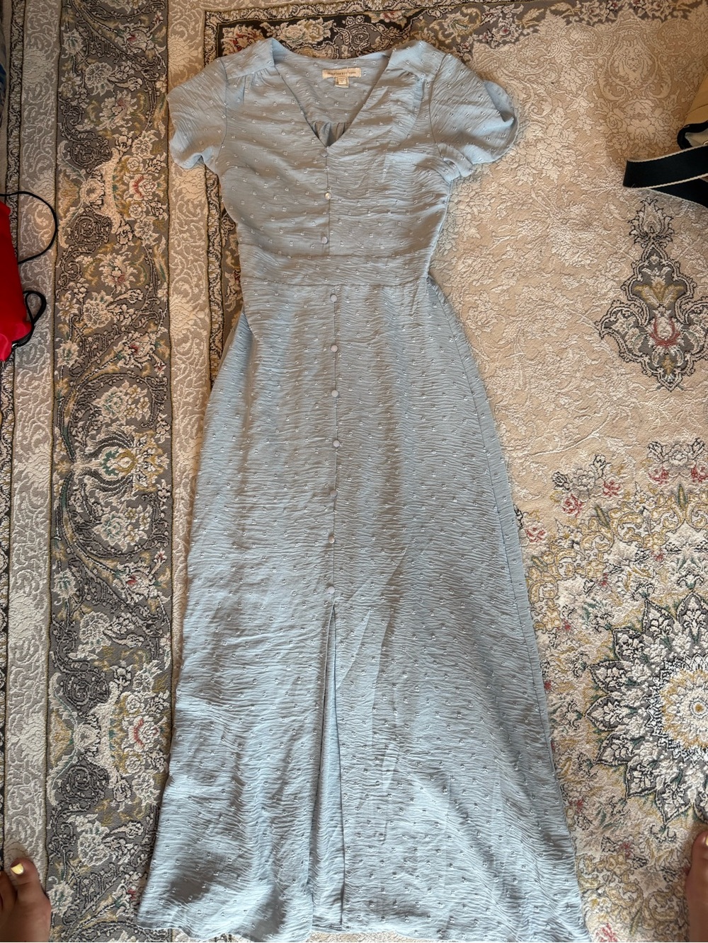 Light Blue Button-Front Midi Dress by Monteau size S - Picture 2 of 3